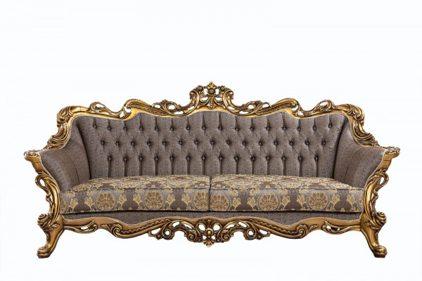 Classic Chesterfield Couch Three Seater Golden Frame Sofa Couches