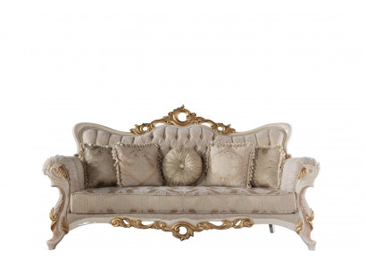 Chesterfield Baroque Couch Furniture Sofa Couches Fabric Gold Three Seater