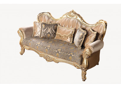 Chesterfield Baroque Three Seater Couch Furniture Sofa Fabric Gold Couches