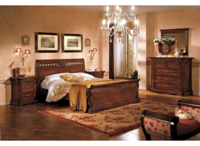 5-piece set of bedroom furniture bed 2 bedside tables chest of drawers with mirror brown new