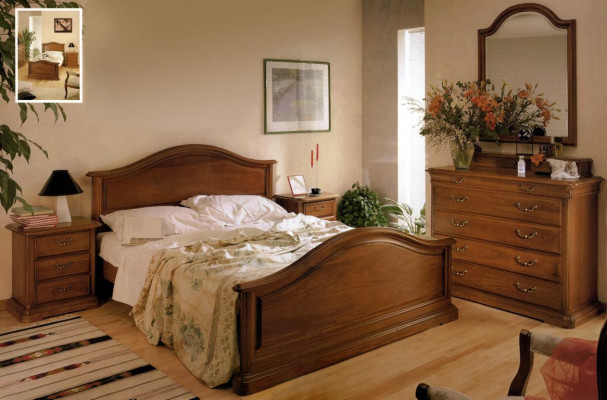 Bed Bedside table Wardrobe Wardrobe Bedroom Chest of drawers Natural wood New set 5 pieces.