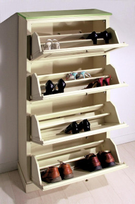 Shoe cabinet 4 compartment Chest of drawers Wood Solid Furniture Shoe tipper Shoe rack Shelf new