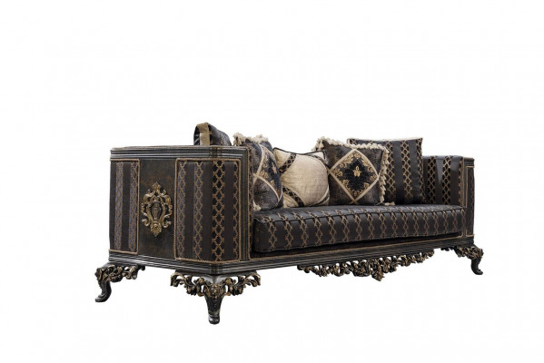 Baroque Rococo 3 Seater Designer Sofa Couch Upholstery Sofas Couches Fabric Textile new