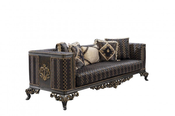 Baroque Rococo 3 Seater Designer Sofa Couch Upholstery Sofas Couches Fabric Textile new