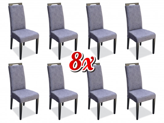 Dining room Chairs Fabric Set 8x Armchair Textile Chair Designer Wood Upholstery Furniture