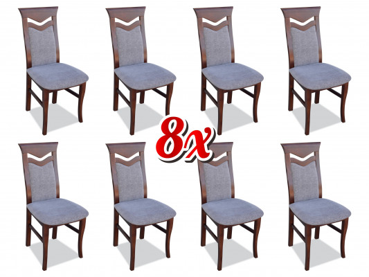 Designer Wood Upholstery Chairs Gastro Dining room Fabric Set 8x Armchair Textile Chair