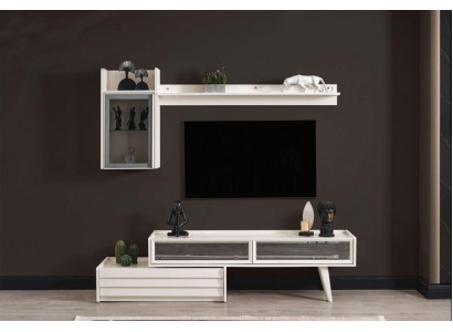 White Wood Wall unit Designer Wall Cabinet Luxury Shelf Elegant TV Wardrobe