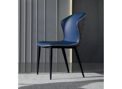 Black-Blue Dining room chair Wooden feet Stylish faux leather chairs Chair