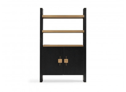 Wardrobe with shelves wooden cabinet cabinet Wood Black Design Gold new