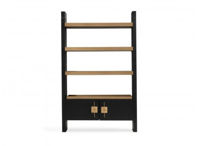 Design Wardrobe with Shelves Cabinet Wood Black Gold Wooden Cabinet