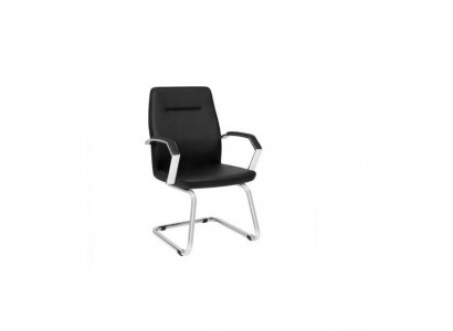 Black Practice Chair Office Chair Leather Single Seater Conference Chair Armchair