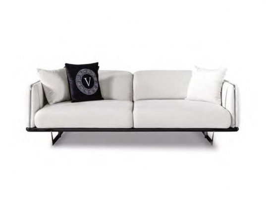 White 3-Seater Luxury Couch Living room Three-seater stainless steel feet Sofa Furniture