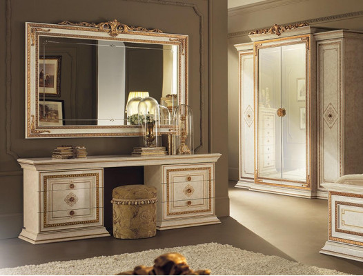 Dressing table with Mirror Luxury Console Chest of drawers Bedroom Baroque Rococo 2-piece.