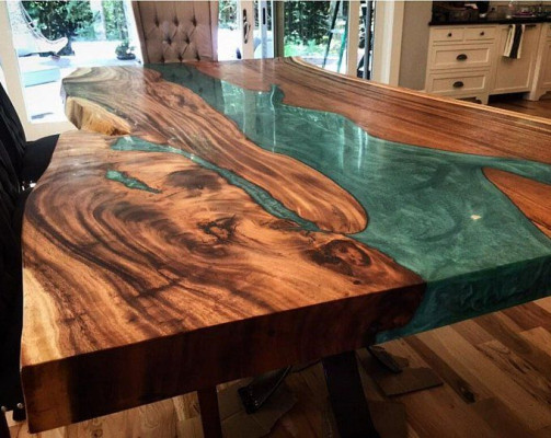 Dining table epoxy resin real wood solid furniture epoxy table cast resin waterfall