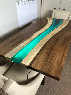 Table Dining table Tables epoxy resin real epoxy Wood solid design Furniture 240x100