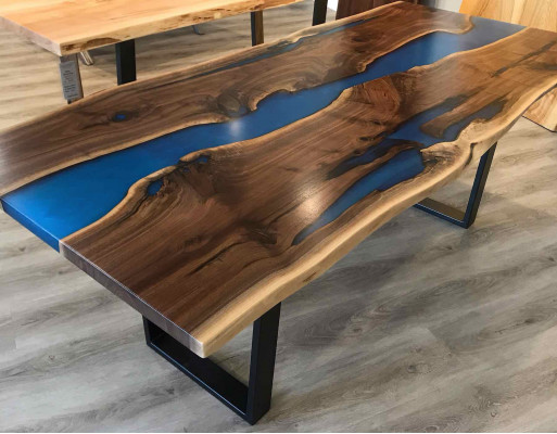 Table Dining table Tables epoxy resin epoxy real Wood solid design Furniture 240x100