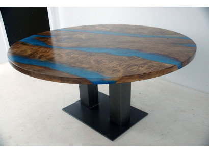 Round Dining table River Table Real Wood River Table 150cm Tables Epoxy resin