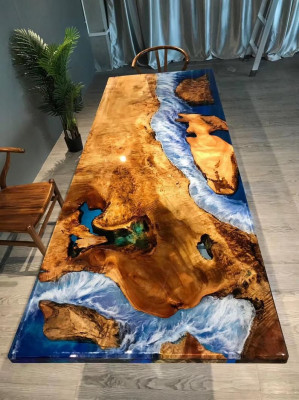 Dining table Design Table Resin Modern Tables Sea River Furniture 220x90 Epoxy Ocean