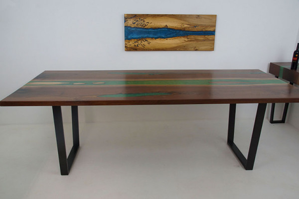 Dining table River Table Solid Tables 240x100 River table Epoxy resin Sea Waterfall