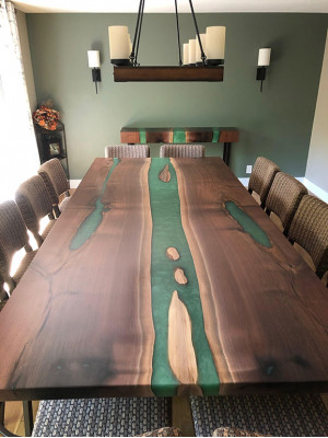 Dining table River Table Solid Tables 240x100 River table Epoxy resin Sea Waterfall