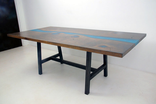 Epoxy resin Dining table River Table Real Wood Solid Tables 220x100