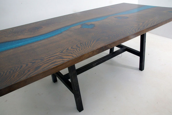 Epoxy resin Dining table River Table Real Wood Solid Tables 220x100