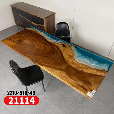 Epoxy resin Dining table River Table Real Wood Solid Tables 221x91