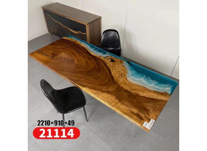 Epoxy resin Dining table River Table Real Wood Solid Tables 221x91