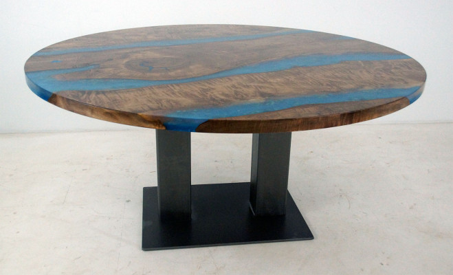 Solid Dining table Round Table Epoxy Resin Furniture Waterfall River Tables Furniture