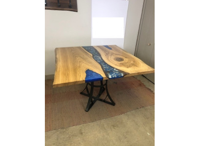 Dining table River Table Real Wood River Table 110x110 Solid Tables