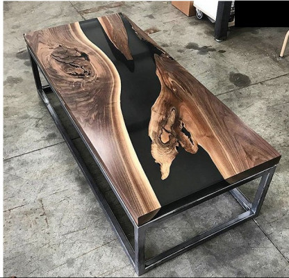 River Table Epoxy resin Coffee table Real Wood Solid Tables 120x60