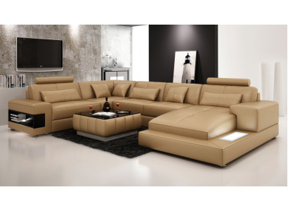 XXL leather sofa with USB,Living landscape Corner sofa Design Sofa Suite Corner sofa new