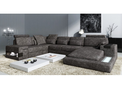 Corner sofa Leather sofa Sofa USB Upholstery Suite Form XXL Big Sofas Living landscape