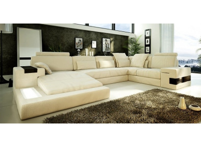 Corner sofa Living room Couch Corner sofa Sofa Upholstery Corner suite Living landscape + USB