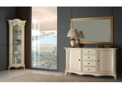 Living room Display case Wardrobe Chest of drawers Italy Mirror Classic s Set 3pcs White new