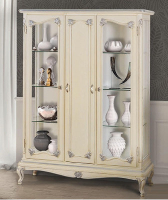 Display case White Glass Cabinet Design Classic Wardrobe Luxury Wood Furniture Showcases new