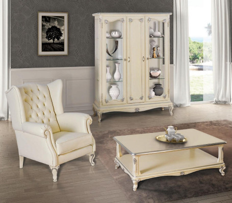 Display case White Glass Cabinet Design Classic Wardrobe Luxury Wood Furniture Showcases new