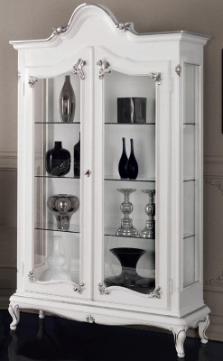 Display case White Glass Cabinet Design Classic Wardrobe Luxury Wood Furniture Showcases new