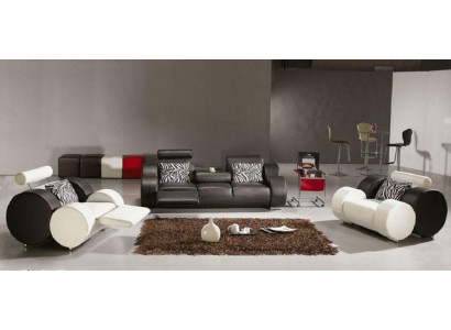 LEATHER SOFA with USB COUCH Suite 3+2+1 Seater UPHOLSTERY SET DESIGNER SOFA new