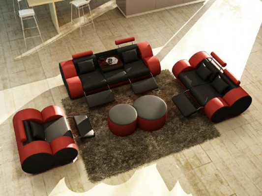 Leather Sofa set with USB Couch set Upholstered set Sofa 3/2/1 Seater Relax