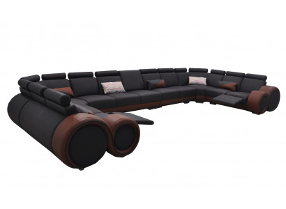 XXL Couch Big Corner sofa Leather Corner suite Corner Landscape Upholstery Living U-shape +USB