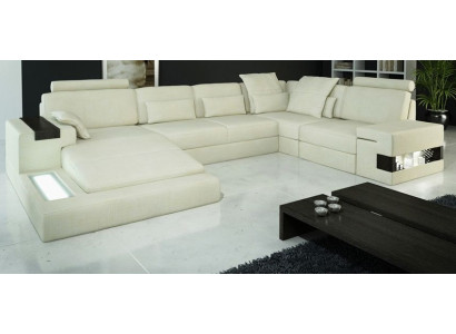 Corner sofa U-shape Couch Design Upholstery Textile new Living landscape Bed function Fabric