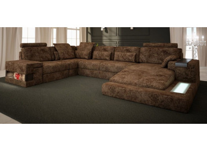 Corner sofa U-shape Couch Design Upholstery Textile new Bed function Living landscape Fabric