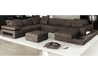 Corner sofa Fabric U-shape Couch Design Upholstery Textile Corner Living landscape Bed function