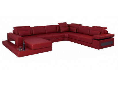 Corner sofa in U-shape made from high-quality premium leather fiber fabric