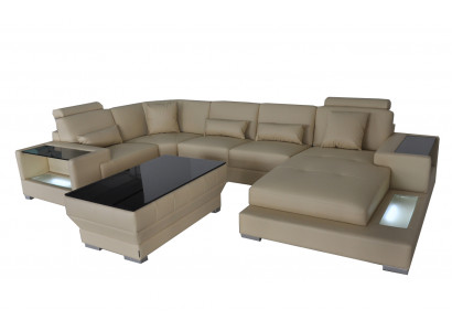 Corner sofa Design Corner suite Corner sofa Sofa Couch Living landscape Upholstery Table USB