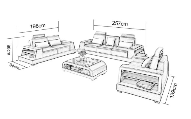 Sofa set 321 Seater Coffee table Leather sofa Modern sofa Couch Living landscape