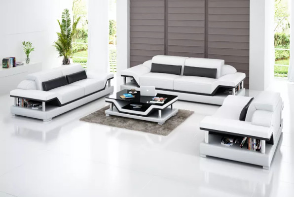 Living landscape Sofa set 221 Seater Coffee table Leather sofa Modern sofa Couch