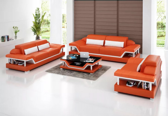 Living landscape Sofa set 221 Seater Coffee table Leather sofa Modern sofa Couch