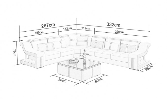 XXL Corner sofa Sofa Corner Fabric Living room couch Sofa Couch Table Upholstery Seat Leather